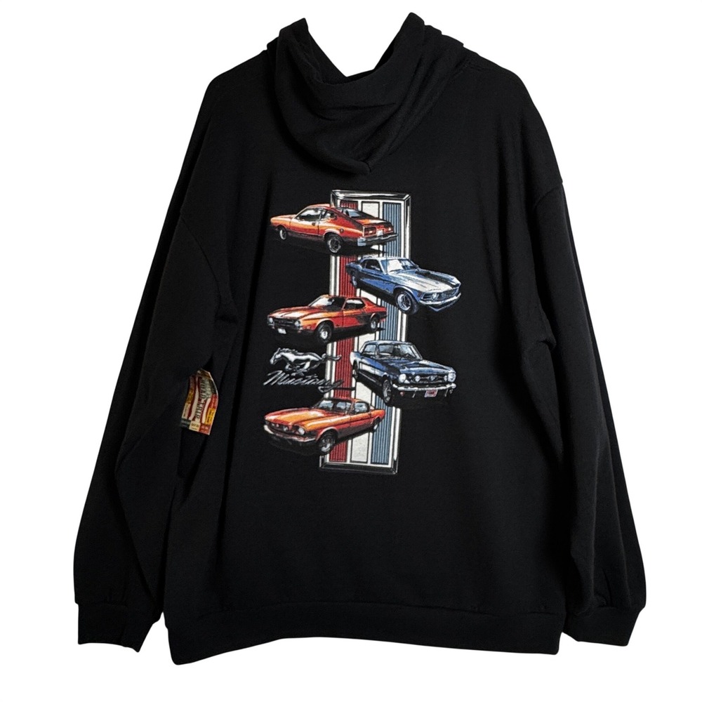Ford Mens 2XL Black‎ Pullover Hoodie Mustang Graphic Road Trip Licensed